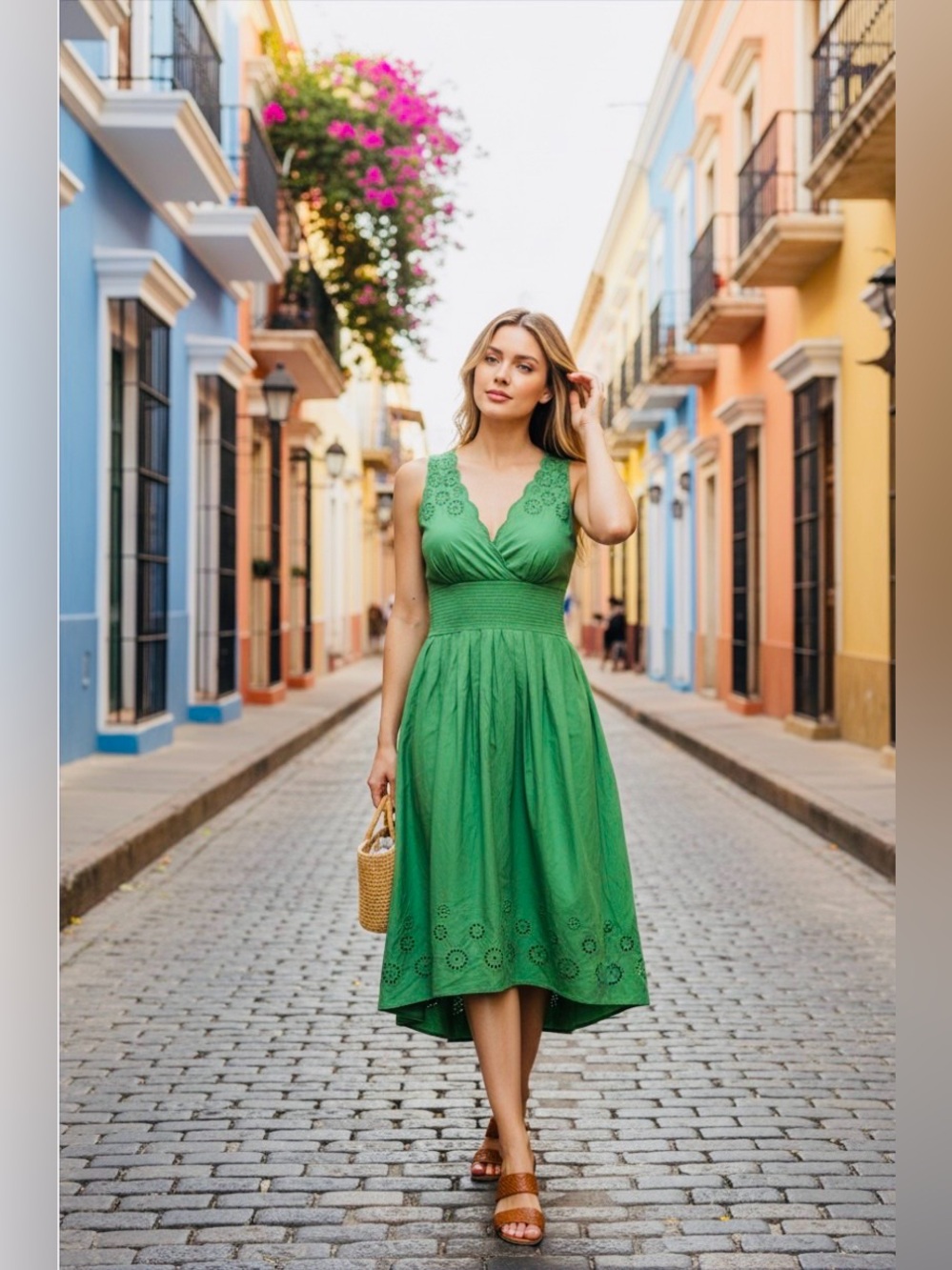 Eliza J New York Green Sleeveless Dress